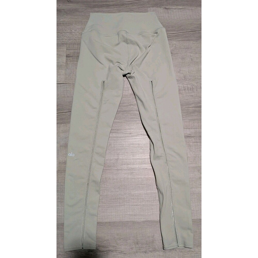 Alo Yoga High Waist Dash Leggings Womens Sz M Green Mesh Line on Back